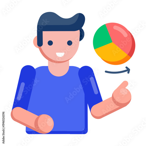 An icon showing predicting growth designed in flat style