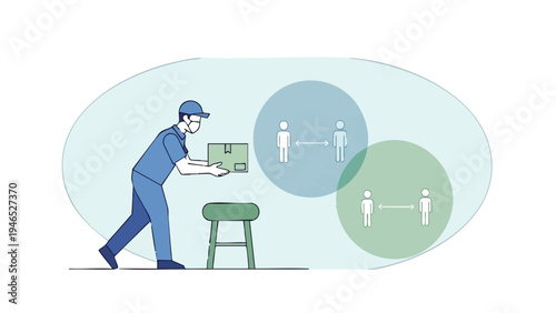 A vibrant vector illustration of a delivery boy in a flat design style, conveying a sense of modernity and efficiency, perfect for commercial use in Spain.