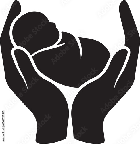 Happy Mother's Day Greeting Banner with Family Silhouette on Abstract Blue and Yellow Background.