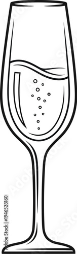 Illustration of a champagne flute with bubbly liquid and elegant stem