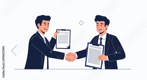 Businessmen shaking hands over contract agreement, partnership deal, successful collaboration