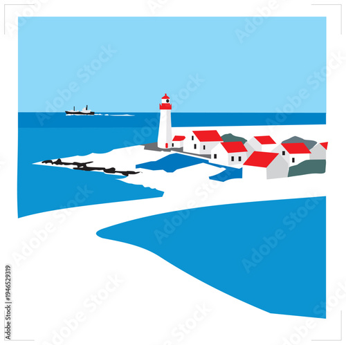 harbour in snowy season.eps