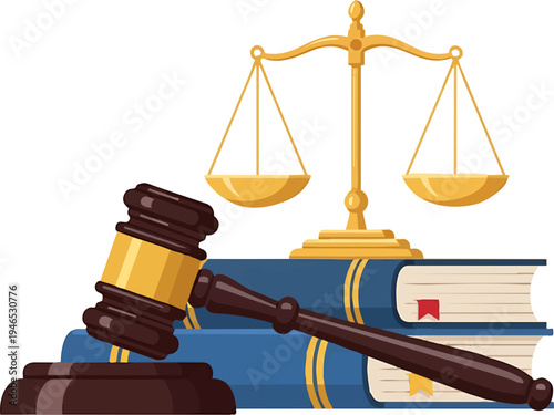 Gavel, Scales, and Law Books Icon