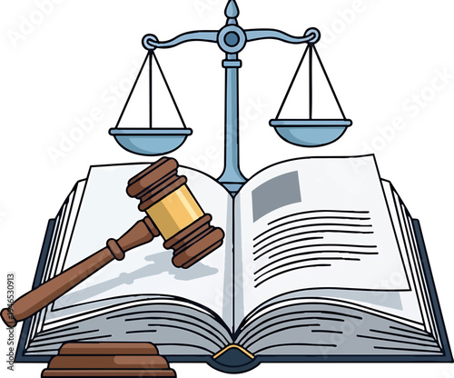 Justice Symbols: Gavel, Scales, and Law Book