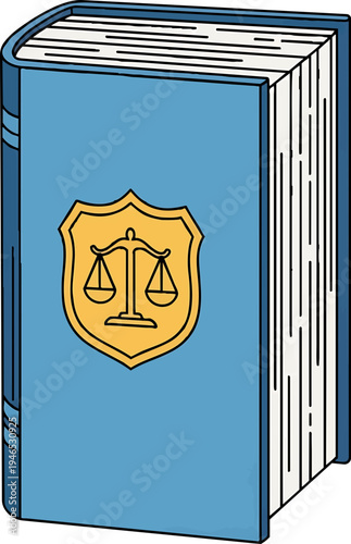Illustration of Law Book with Scales of Justice