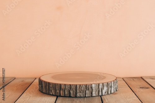 Wooden Slice Display on Planks isolated on a transparent background 1