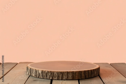 Wooden Slice Display on Planks isolated on a transparent background