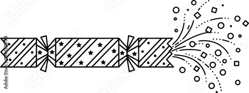 Festive firework explosion with decorative presents and confetti elements