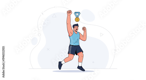 Athlete celebrating victory with a gold medal, achievement, success, and sportsmanship concept