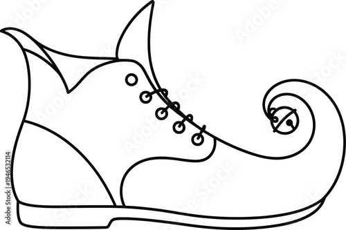 Stylish one line drawing of a modern sneaker shoe with laces and unique curved toe design