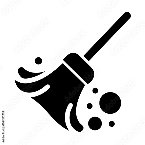mop cleaning tool icon silhouette illustration for household hygiene maintenance design