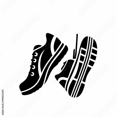 running shoes sport sneaker icon silhouette illustration for fitness training jogging design