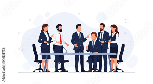 Business Meeting: Team Collaboration and Agreement in Office