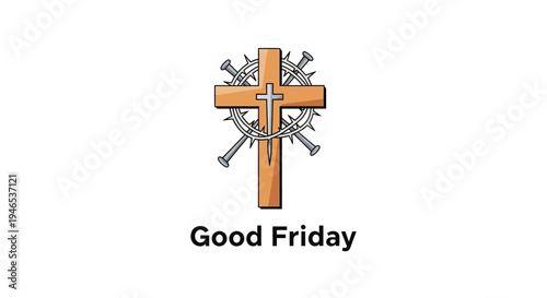 Good Friday Cross Vector Illustration - A Symbolic Depiction of Christian Faith and Sacrifice