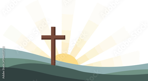 Flat 2d vector poster illustration of good friday celebrating the resurrection and hope