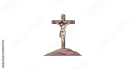 Jesus Christ Crucifixion on Cross Vector Illustration for Religious and Spiritual Themes