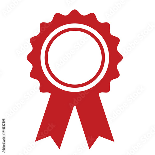 Red Circular Award Ribbon Seal Icon on Transparent Background PNG