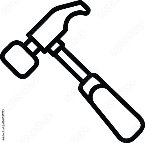 Hammer Construction Hardware Tool Line Art Icon
