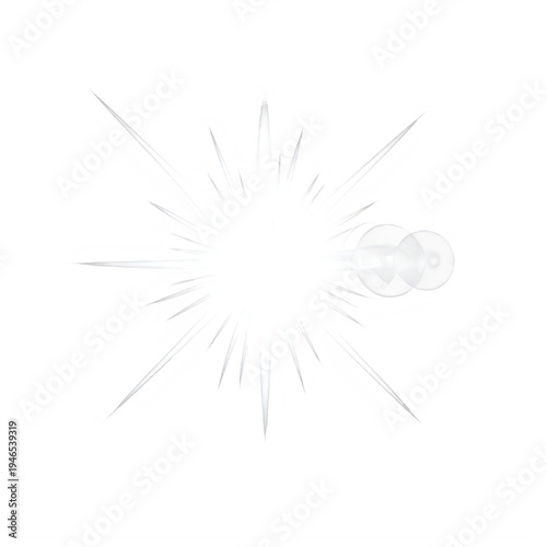 Abstract geometric explosion with radiating lines and dots in monochrome