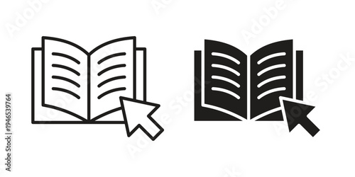 E-book icon in black stroke eps vector graphic