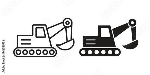 Excavator icon in black stroke eps vector graphic