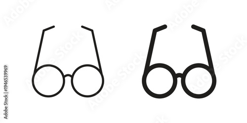 Eye glasses icon in black stroke eps vector graphic