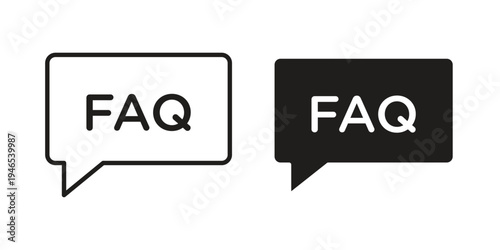 FAQ icon in black stroke eps vector graphic