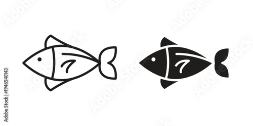 Fish icon in black stroke eps vector graphic