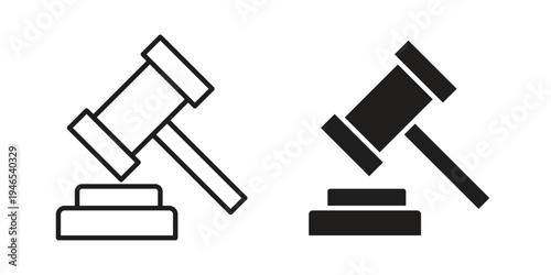 Gavel icon in black stroke eps vector graphic