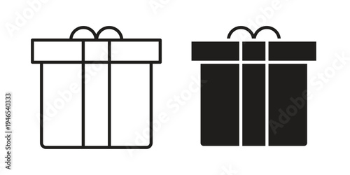 Gift box icon in black stroke eps vector graphic