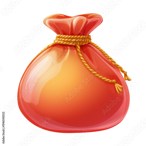  Red Silk Money Bag on Transparent Background PNG