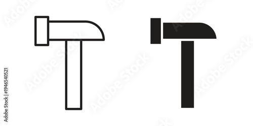 Hammer icon in black stroke eps vector graphic