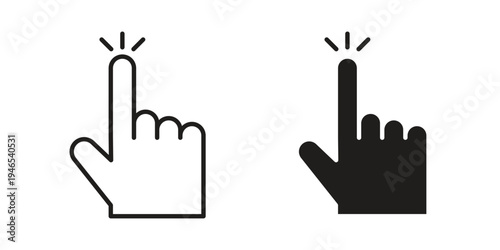Hand click icon in black stroke eps vector graphic