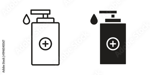 Hand sanitizer icon in black stroke eps vector graphic