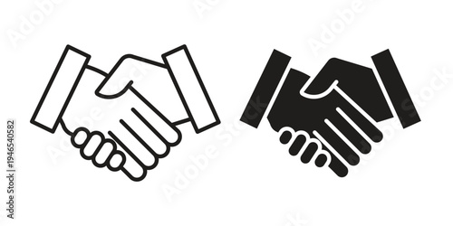 Handshake icon in black stroke eps vector graphic