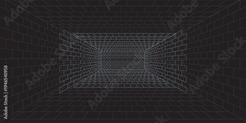 Abstract bathroom wall and floor brick wall texture background. black brick texture of the wall with masonry Bricks laid in rows background.