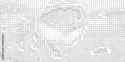 Grunge halftone gradient background. Faded grit noise texture. White and black sand wallpaper. Retro pixelated backdrop. Anime or manga style comic overlay. Vector graphic design textured template