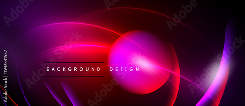 Abstract neon curves, vibrant red, purple hues. Modern design, dark background creates dramatic effect. Text reads background design.