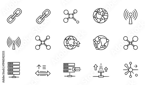 Trendy thin line connection icons vector set for web, apps and UI design