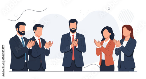 Business team applauding success, celebrating achievement, teamwork, recognition