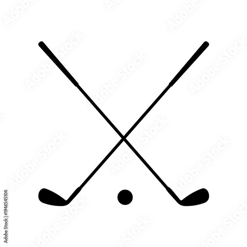 silhouette of two crossed golf clubs and a ball - vector illustration