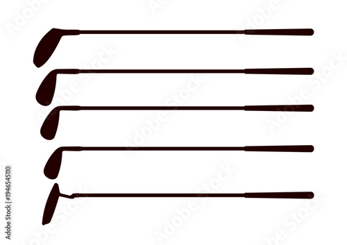 set of golf club silhouettes - vector illustration