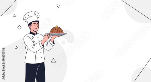 Chef Presenting Delicious Food Dish in Restaurant