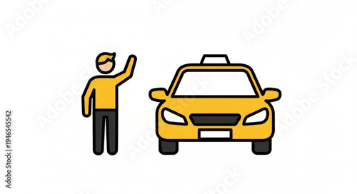 Man hailing a yellow taxi.