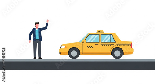 Man hailing a yellow taxi.