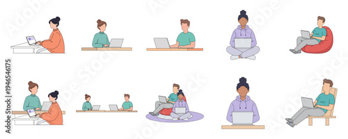 People Working Remotely on Laptops