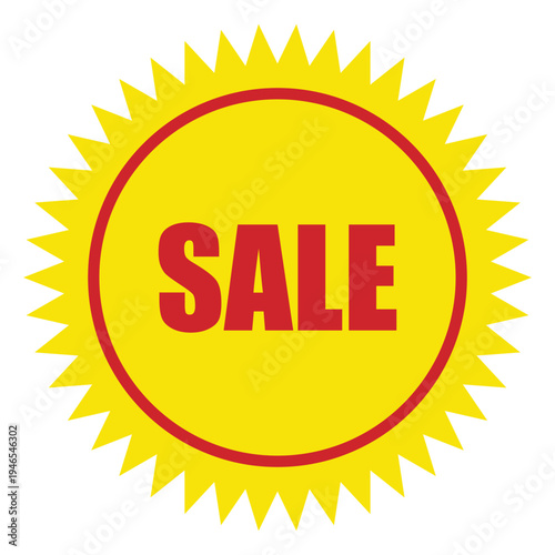 Sale Emblem: A vibrant circular emblem boldly proclaims SALE, a striking visual representation of a special offer or promotional event.