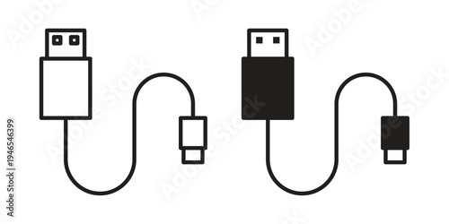 USB cable icon vector isolated on white background. Simple icon set.