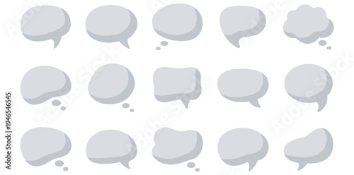 Communication Bubble Assortment: A diverse collection of speech bubbles floats against the background, conveying a range of conversational tones and thoughts. Ideal for digital projects. 