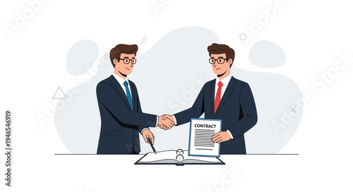 Businessmen shaking hands over contract, agreement, partnership, teamwork, success